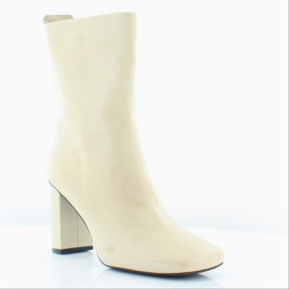 Franco Sarto Cream Block Heel Ankle Boots